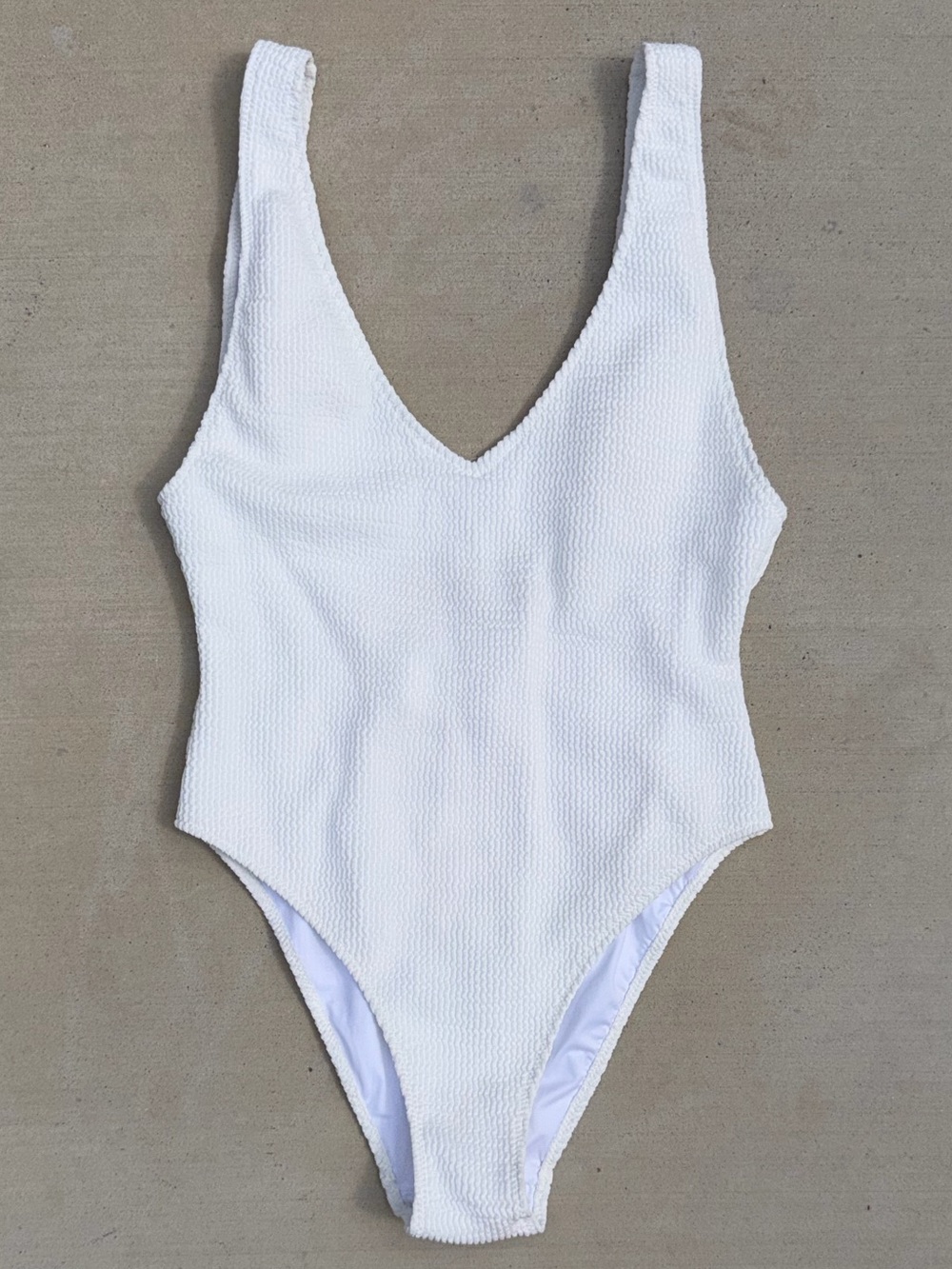 Zara White Textured One-Piece Swimsuit Size Medium